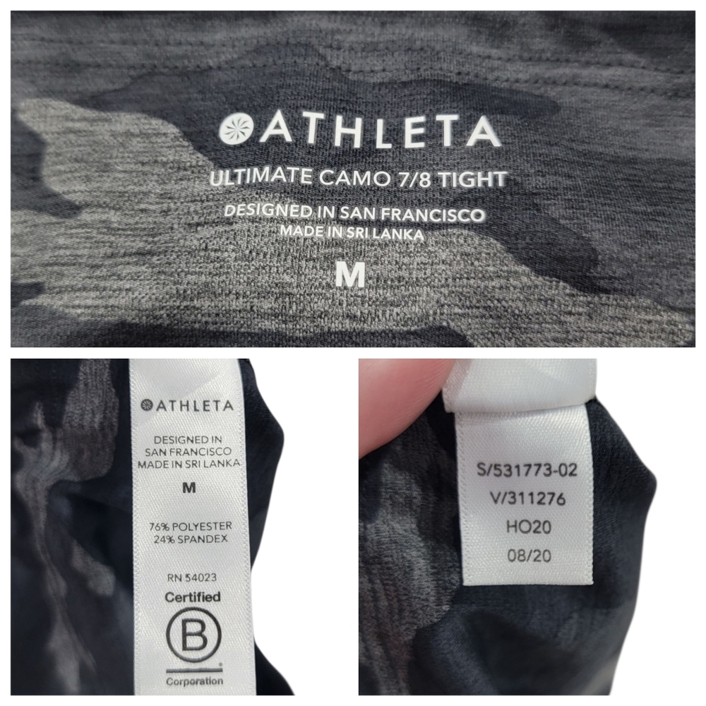 NWT Athleta Ultimate Camo 7/8 Tights Grey Athletic Workout Leggings Women’s M - Picture 15 of 17